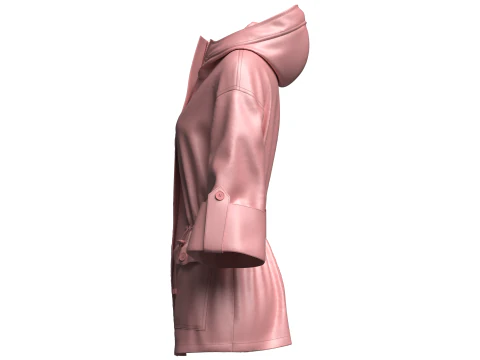 Jaqueta feminina Parka com capuz Modelo 3D