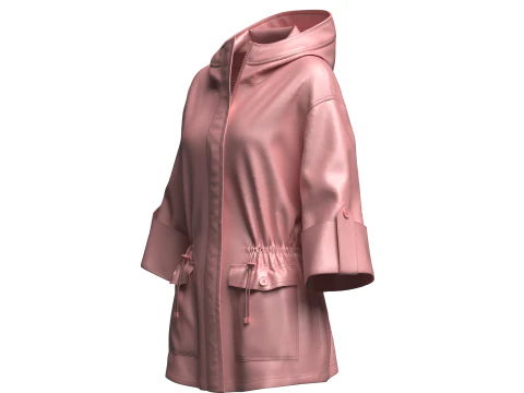 Jaqueta feminina Parka com capuz Modelo 3D