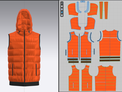 Mens Hooded Puffer Vest 3D Model