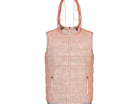 Mens Hooded Puffer Vest 3D Model