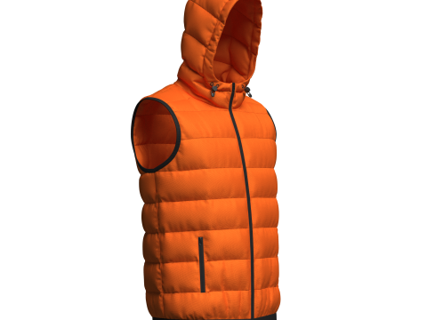 Mens Hooded Puffer Vest 3D Model