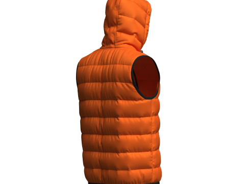 Mens Hooded Puffer Vest 3D Model