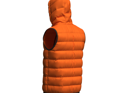 Mens Hooded Puffer Vest 3D Model