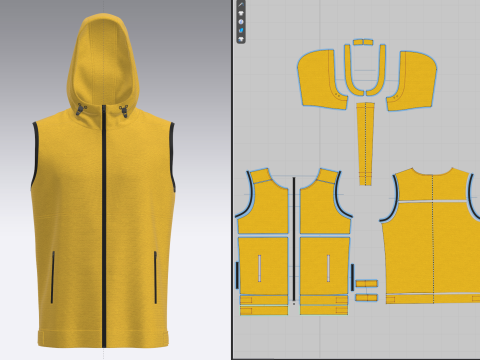 Mens Hooded Vest 3D Model