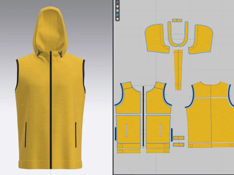 Mens Hooded Vest 3D Model