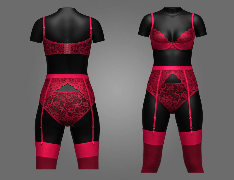 Pink Lace Suspender Lingerie set 3D Модель .c4d .max .obj .3ds .fbx .stl .blend