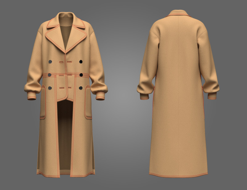 Womens long Coat 3D मॉडल .c4d .max .obj .3ds .fbx .stl .blend