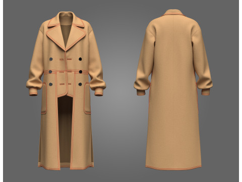 Womens long Coat 3D Model