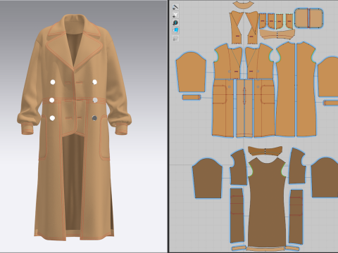 Womens long Coat 3D मॉडल