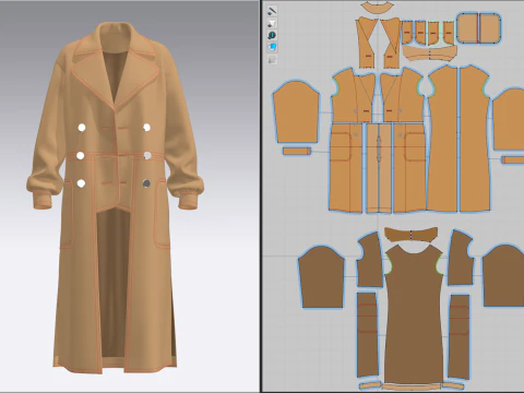 Womens long Coat 3D Model