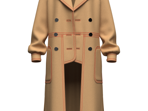 Womens long Coat 3D मॉडल