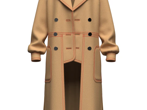 Womens long Coat 3D Model