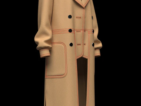 Womens long Coat 3D Model