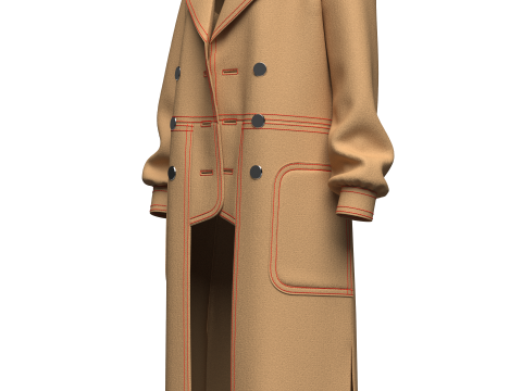 Womens long Coat 3D मॉडल