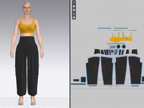 Woman Crop Top and Genie Pant Model 3D