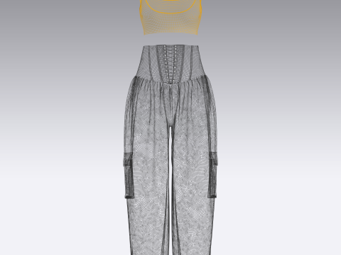 Woman Crop Top and Genie Pant Model 3D