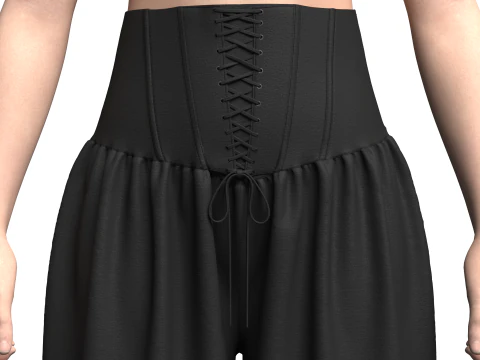 Woman Crop Top and Genie Pant 3D Model
