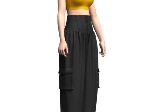 Woman Crop Top and Genie Pant 3D Model