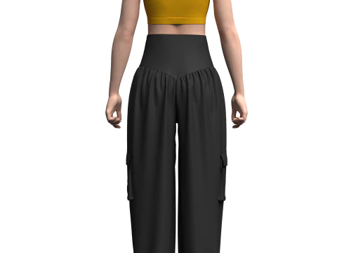Woman Crop Top and Genie Pant 3D Model