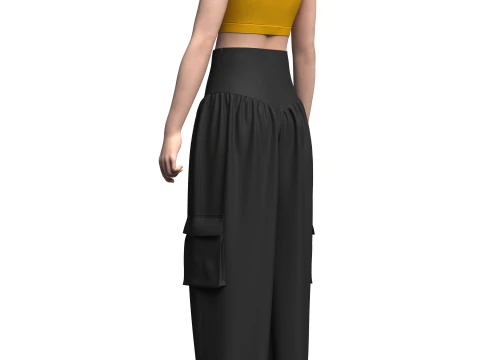 Woman Crop Top and Genie Pant 3D Model
