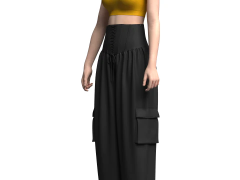 Woman Crop Top and Genie Pant 3D Model