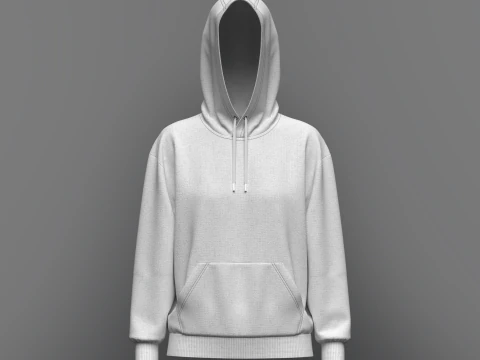 Women Loose Fit Sleeve hoodie 3D Model