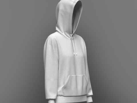 Women Loose Fit Sleeve hoodie 3D Model