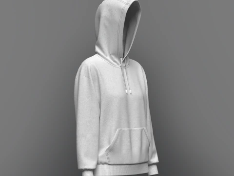 Women Loose Fit Sleeve hoodie 3D Model