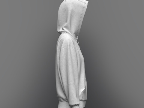 Women Loose Fit Sleeve hoodie 3D Model