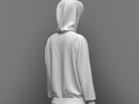 Women Loose Fit Sleeve hoodie 3D Model
