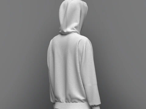 Women Loose Fit Sleeve hoodie 3D Model