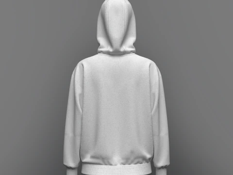 Women Loose Fit Sleeve hoodie 3D Model