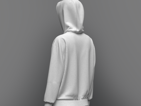 Women Loose Fit Sleeve hoodie 3D Model