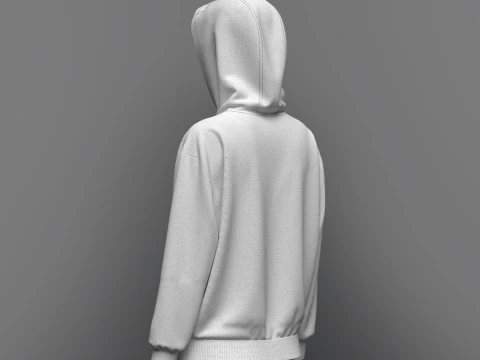 Women Loose Fit Sleeve hoodie 3D Model