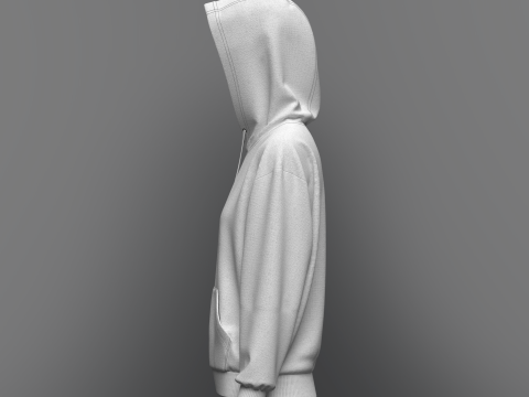 Women Loose Fit Sleeve hoodie 3D Model