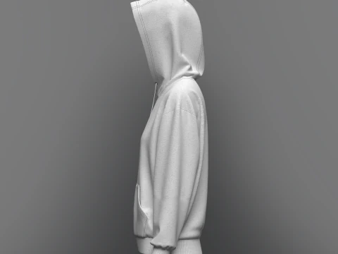 Women Loose Fit Sleeve hoodie 3D Model