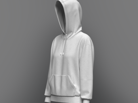 Women Loose Fit Sleeve hoodie 3D Model