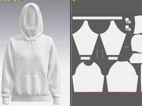 Women Raglan Sleeve Hoodie 3D Model