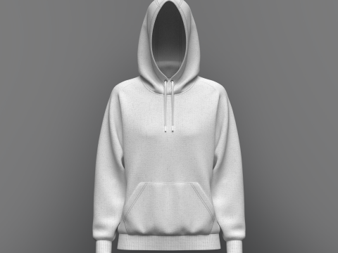 Women Raglan Sleeve Hoodie 3D Model