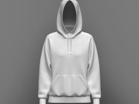 Women Raglan Sleeve Hoodie 3D Model