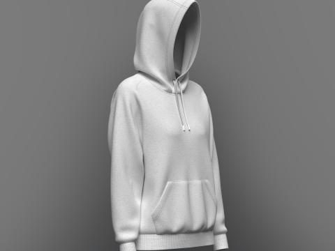 Women Raglan Sleeve Hoodie 3D Model