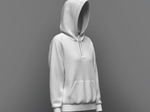 Women Raglan Sleeve Hoodie 3D Model