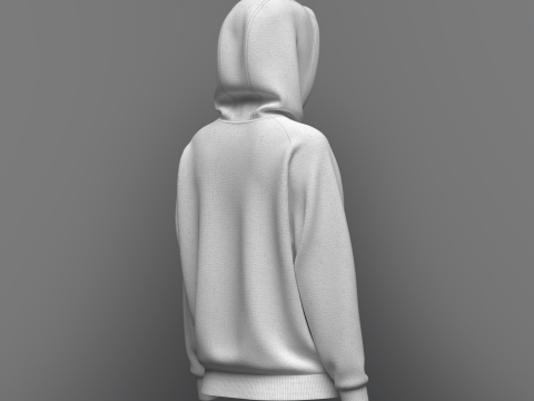 Women Raglan Sleeve Hoodie 3D Model