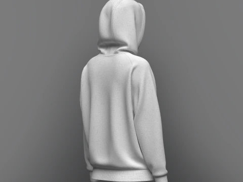 Women Raglan Sleeve Hoodie 3D Model