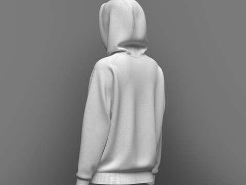 Women Raglan Sleeve Hoodie 3D Model