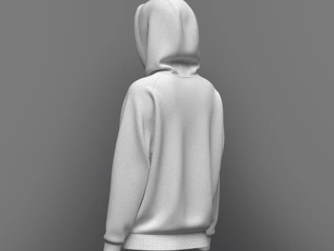 Women Raglan Sleeve Hoodie 3D Model