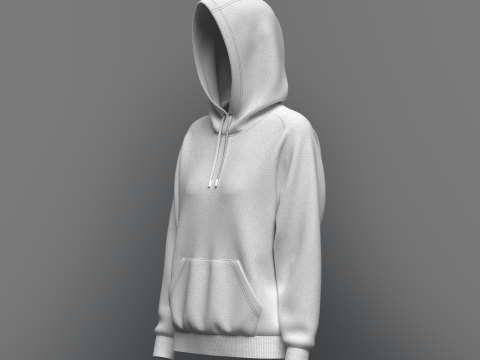 Women Raglan Sleeve Hoodie 3D Model