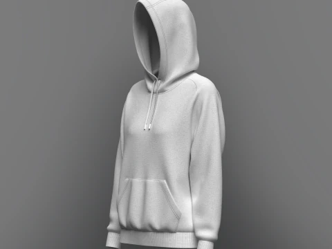 Women Raglan Sleeve Hoodie 3D Model