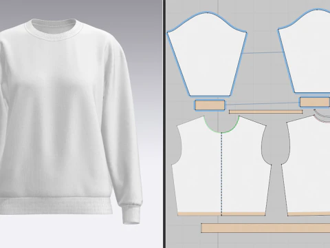 Womens Loose fit Sweatshirt 3D Model