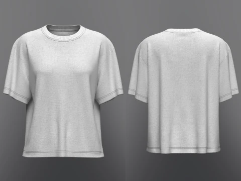 Women Half Sleeve Loose Fit T-Shirt 3D Model